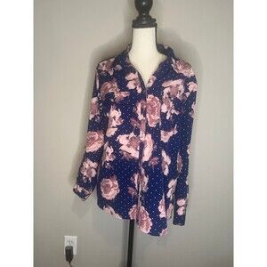 Pink, blue polka dot blouse woman’s medium